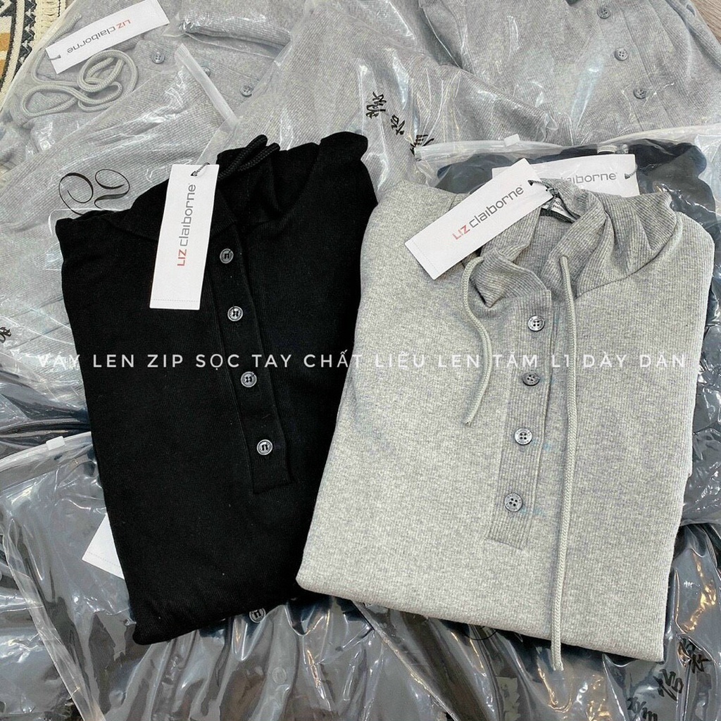 Đầm body nữ thome, đầm thun cổ bẻ tay dài có nón phối tay 3 sọc, váy nữ ôm body 2 màu đen xám dạo phố siêu tôn dáng