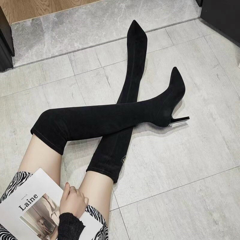 Bốt đùi khóa sau da lộn 7cm hàng fullbox