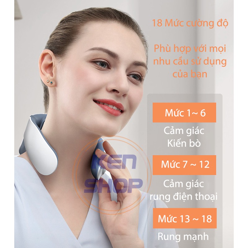 [Freeship + Bảo hành] Máy massage cổ vai gáy PK-718, châm cứu, làm nóng, điều khiển từ xa, 6 chức năng, 18 mức cường độ