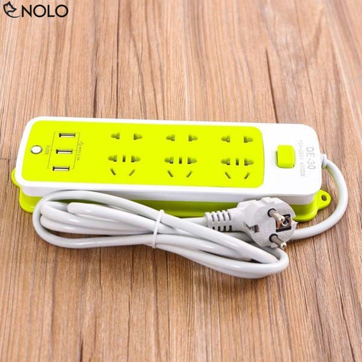 Ổ Cắm Điện Đa Năng 6 Phích Có 3 Cổng Sạc USB