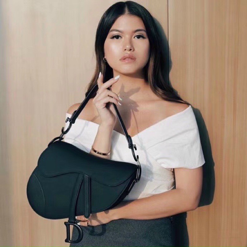 TÚI DIOR YÊN NGỰA ĐEN DA BÒ SIZE 25CM