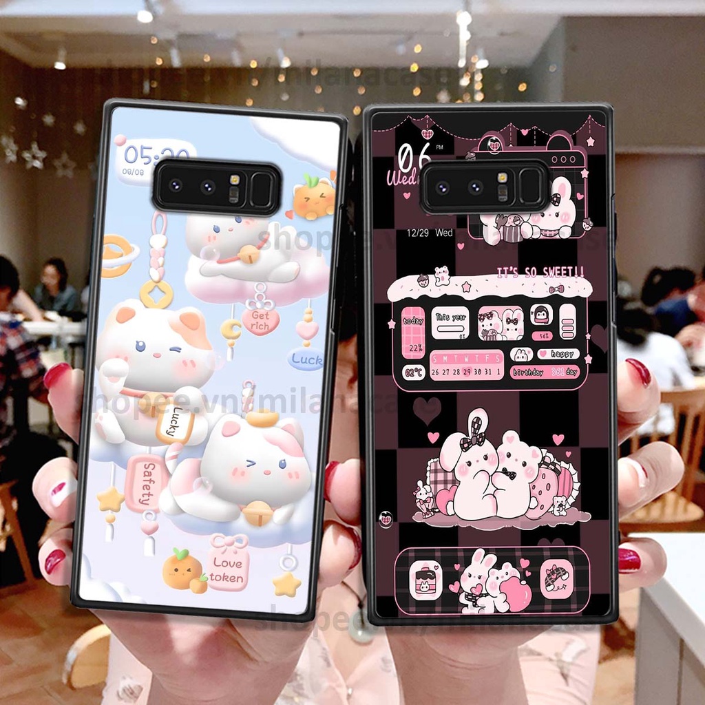 Ốp Samsung Note 8 hình đồng hồ icon gấu mèo cute cực dễ thương ngộ nghĩnh
