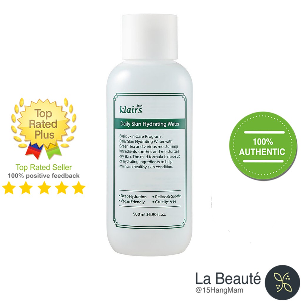 Klairs Daily Skin Hydrating Water - Nước Hoa Hồng Dưỡng Ẩm, Chống Oxy Hóa 500ml