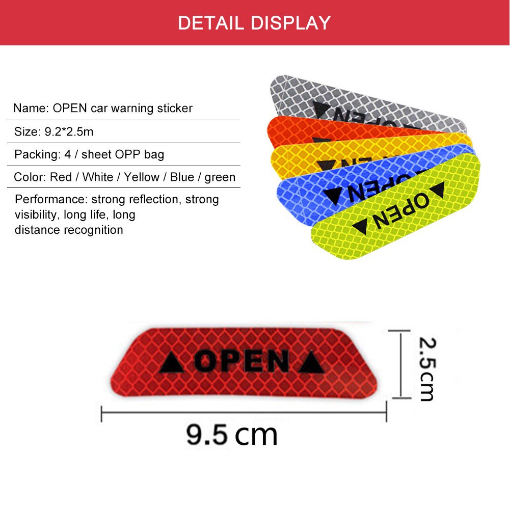 Set 4 Miếng Dán Phản Quang Cho Xe Hơi