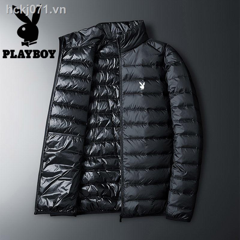 ✕♘✢Playboy Nam Nhẹ nhàng Xuống Áo Khoác Ngắn Cổ Trụ Có Mũ Trùm Đầu Sinh Viên Xu Hướng Hàn Quốc Kích Thước Lớn Ấm Áp Mùa Đông Nam