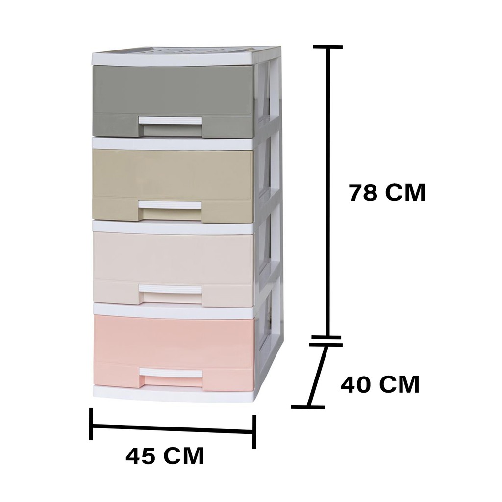 HomeBase STACKO Tủ nhựa 4 tầng Thái Lan W45xD40xH78cm màu Pastel