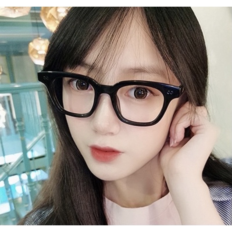 Kính SS bản lề hợp kim chữ khắc form chuẩn 2 chấm màu đen