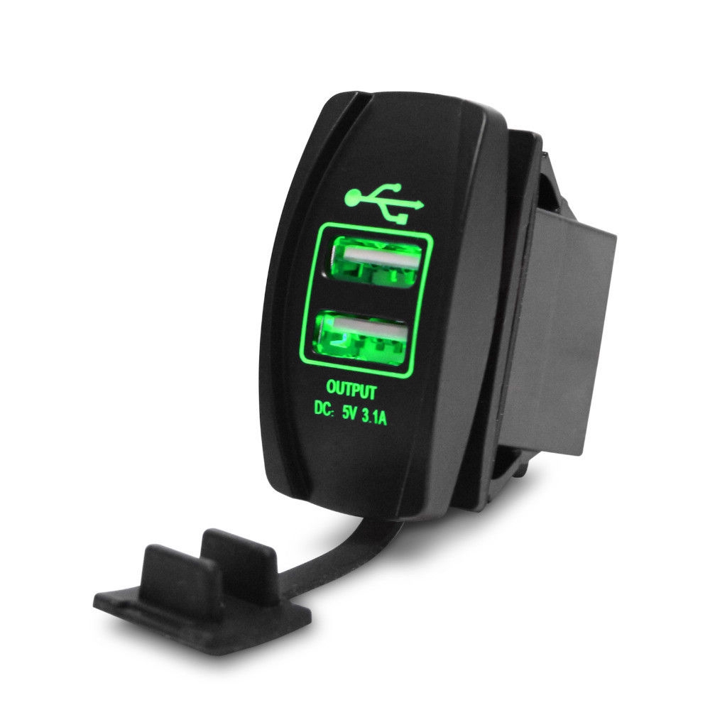 Đế sạc điện thoại trên xe hơi DC 12V-24V 2 cổng USB 3.1A