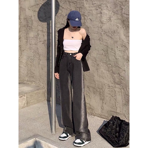 [ BÁN SỈ ] Quần JEANS Bò Ống Rộng Loang Dọc 342
