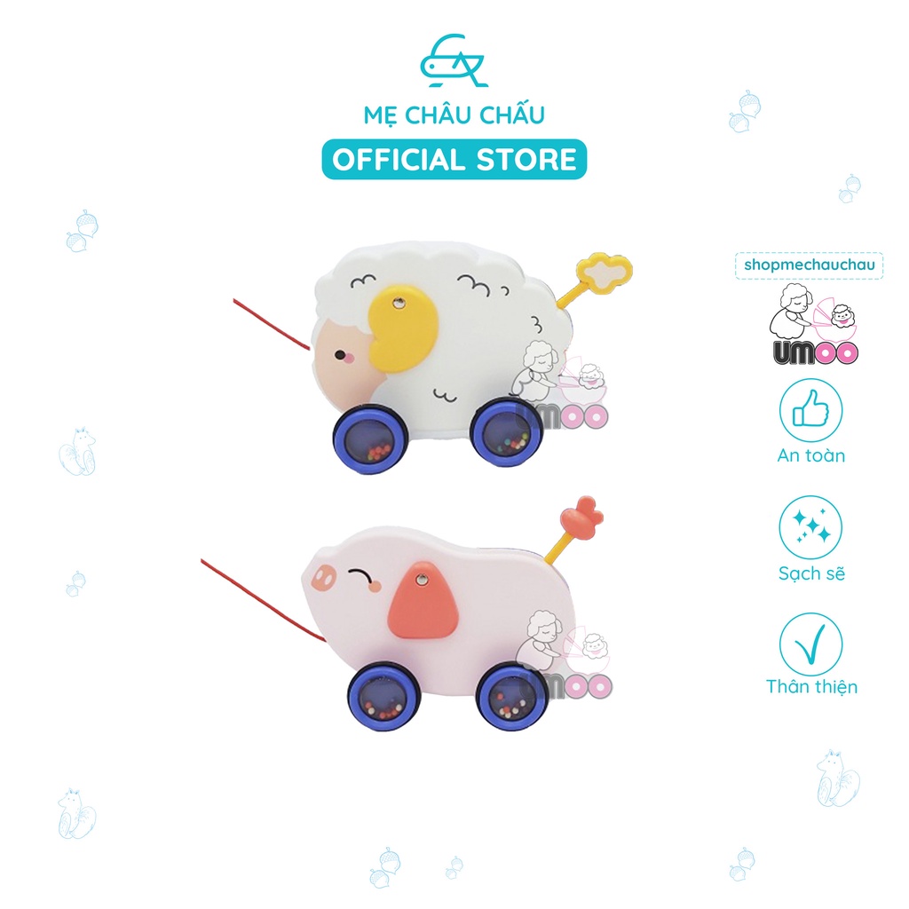 Đồ Chơi Xe Kéo Hình Thú UMOO Cừu Heo Vận Động Thông Minh Cho Bé