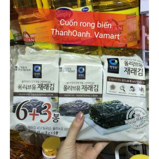 Cuốn rong biển ăn liền Hàn Quốc (bịch 9 gói × 45g)
