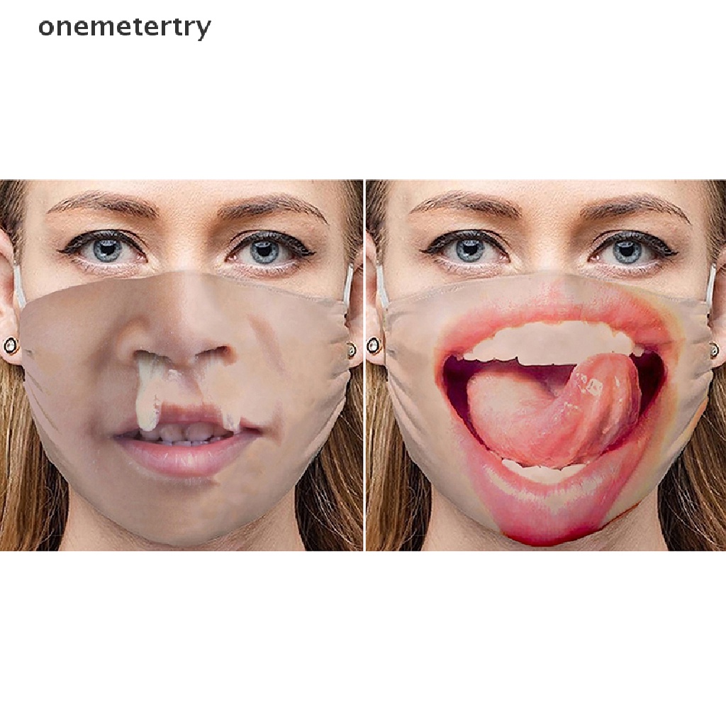 【ONEM】 Unisex 3D Funny Face Printed Masks Windproof Adjustable Mouth Mask Halloween .