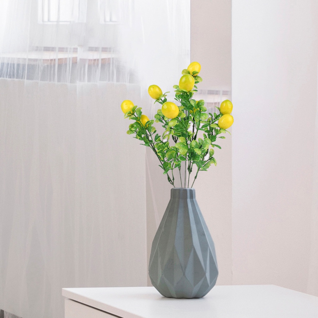 1 Nhánh Chanh Vàng + Xanh Lá Nhân Tạo Bằng Nhựa 36cm Trang Trí Nhà Cửa