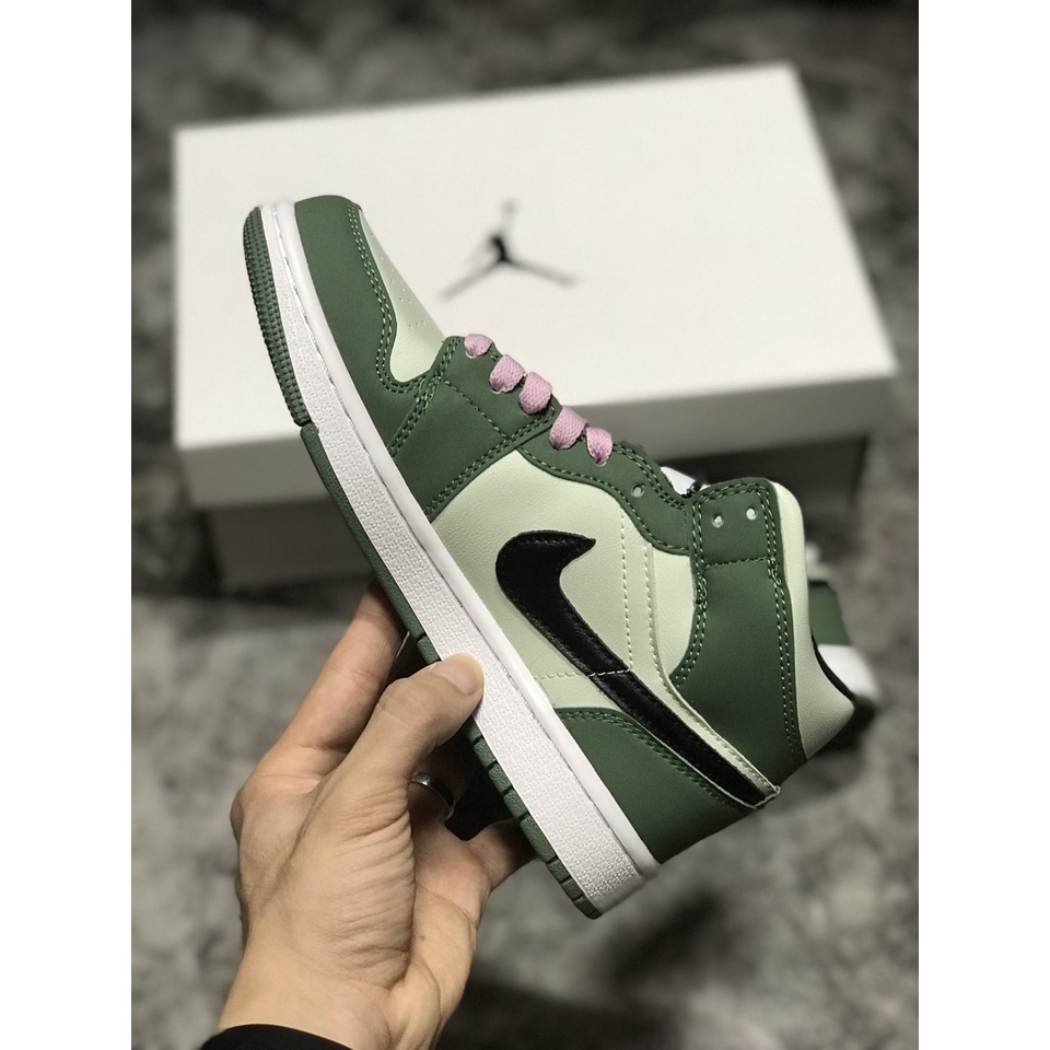 [KELLY SNEAKERS] Giày Thể Thao Sneaker Jordan 1 Mid Dutch Green - Xanh Lá (Ảnh Thật + Hàng Sẵn)