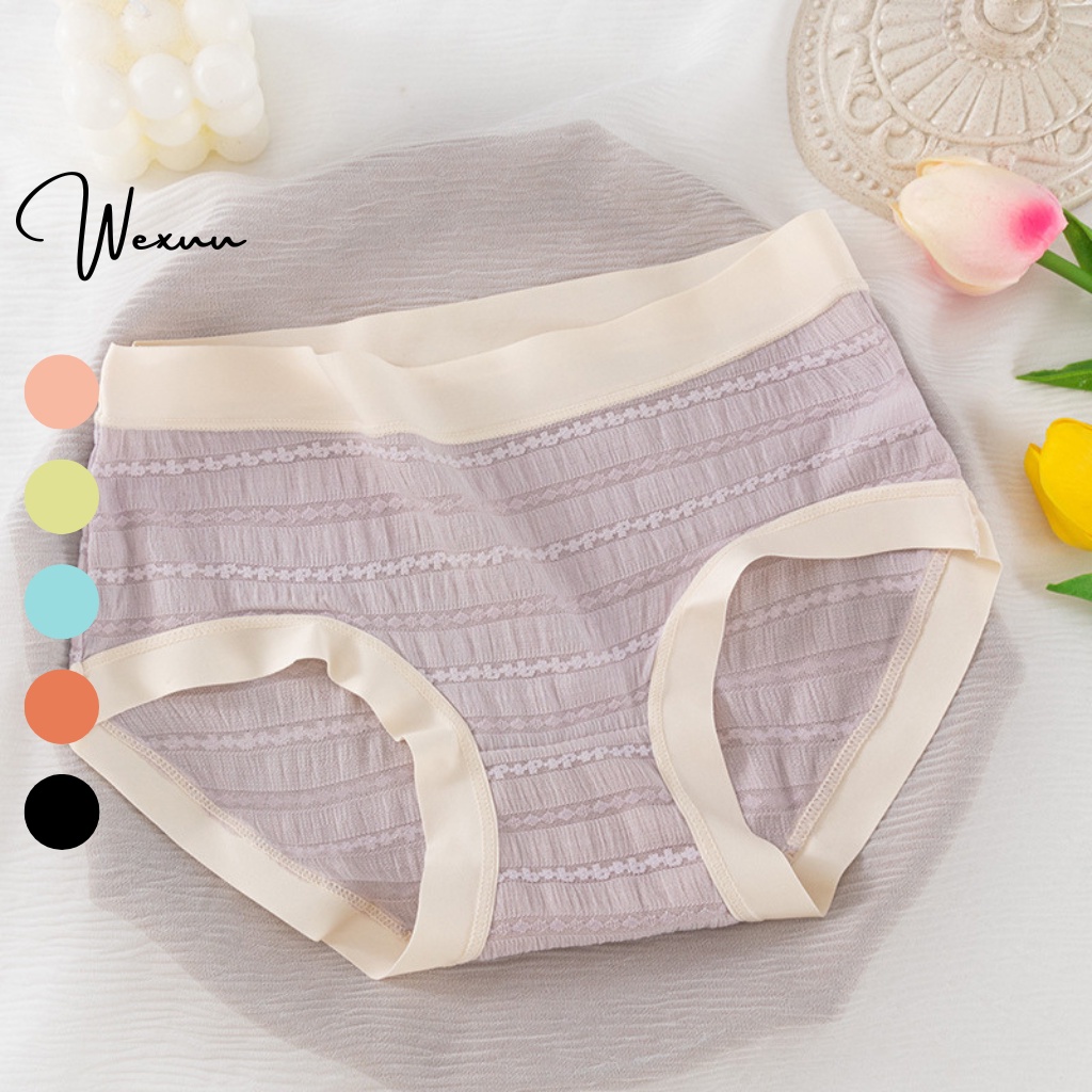 Quần lót nữ Wexuu Design vải ren gấm mềm phối viền su mát lạnh, thông thoáng - QC128