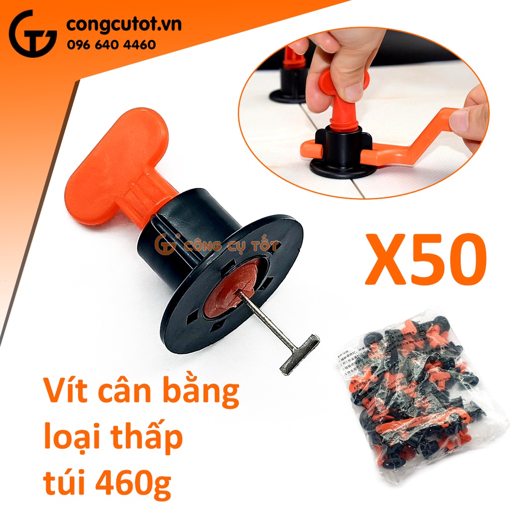 Túi 50 vít ke lát phẳng gạch - ke cân bằng ốp lát