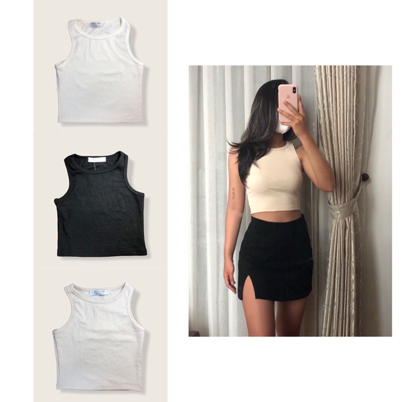 Áo Croptop Ba Lỗ Nữ ngược Trơn Ôm Body Chất Tốt, Áo CRT Kiểu nữ ôm thun gân mềm mát