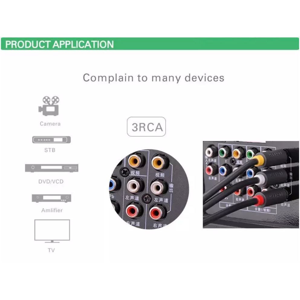 Cáp Audio 3RCA Male To 3RCA Male UGREEN AV105 Cao Cấp
