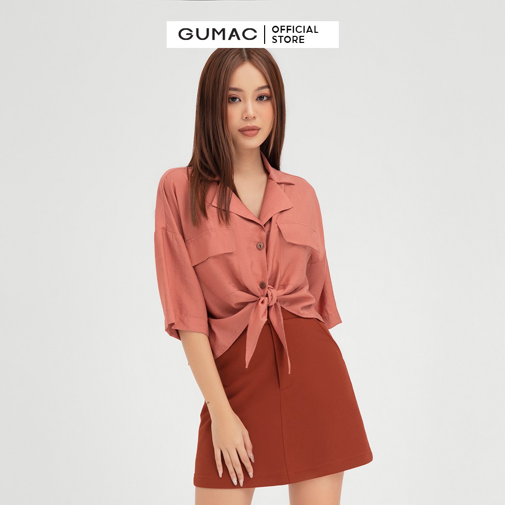 [Mã WABRGU100 giảm 15% đơn 249K tối đa 100k] Áo sơ mi nữ 2 túi GUMAC thiết kế trẻ trung, unisex năng động màu hồng AB466 | BigBuy360 - bigbuy360.vn