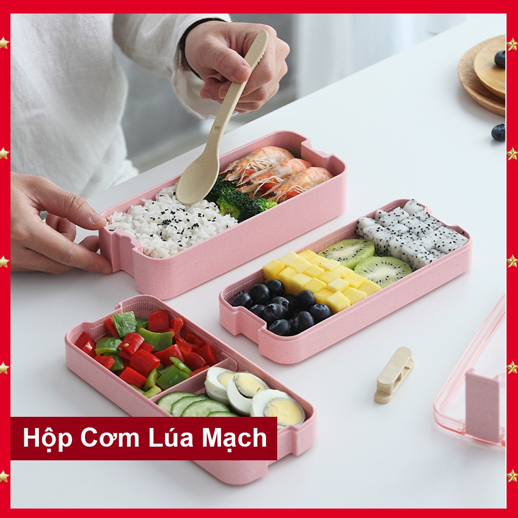 Hộp Đựng Cơm Chất Liệu Lúa Mạch An Toàn Khi Sử Dụng, Hộp Cơm Lúa Mạch 2 và 3 Tầng Có Kèm Đũa Thìa