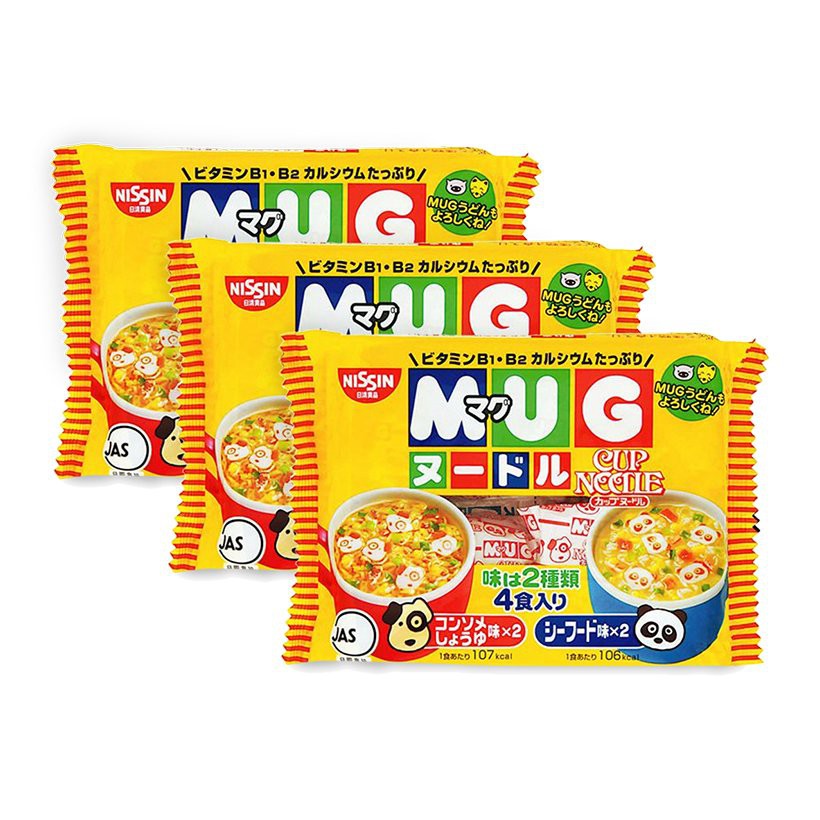 Combo 3 gói Mì cho bé Mug Nissin Nhật Bản (96gr x 3)