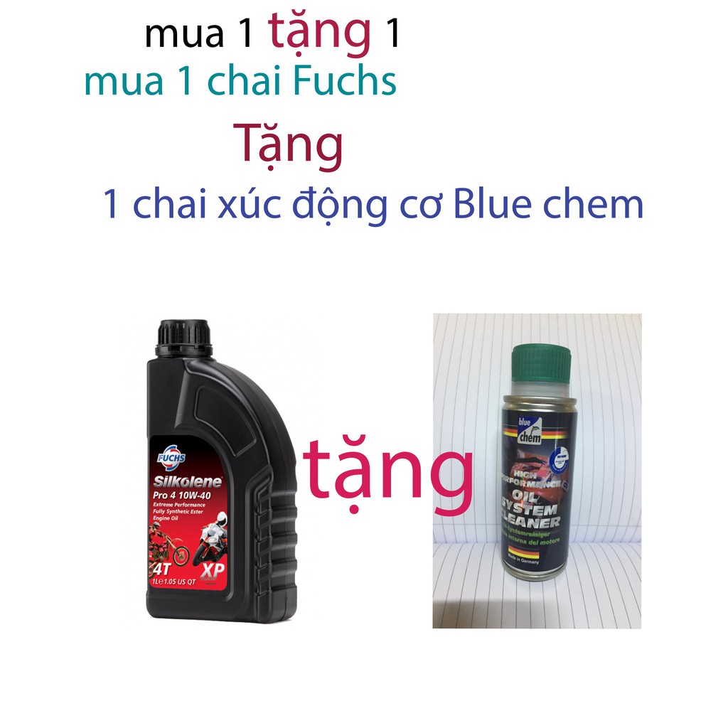 [Nhập AU12K giảm 12K đơn từ 99K]dầu nhớt nhập khẩu Fuchs Pro4 10w40 tặng 1 chai xúc động cơ Blue chem