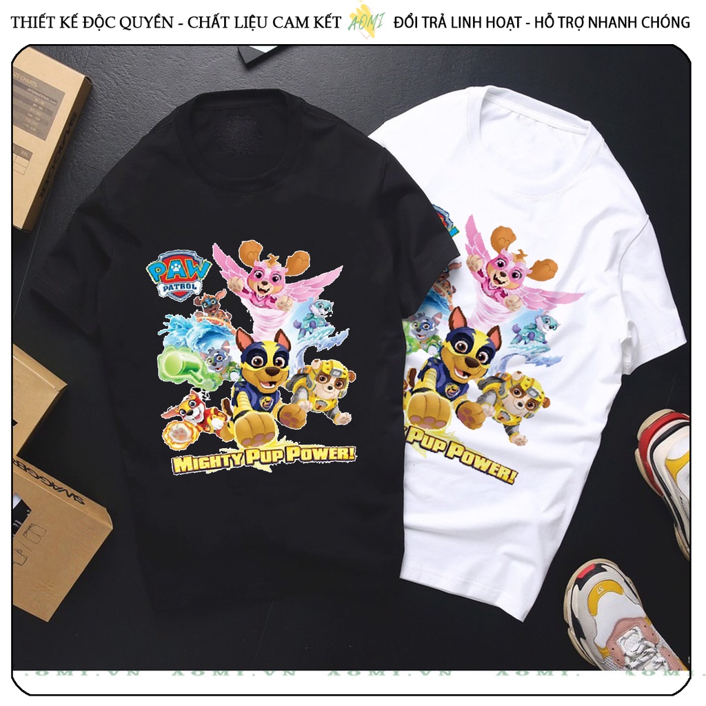 ÁO THUN Đội Chó Cứu Hộ Paw Patrol UNISEX PHÔNG ĐEN TAY NGẮN NAM NỮ GIA ĐÌNH CẶP ĐÔI SIZE TRẺ EM BÉ TRAI GÁI AOMIVN
