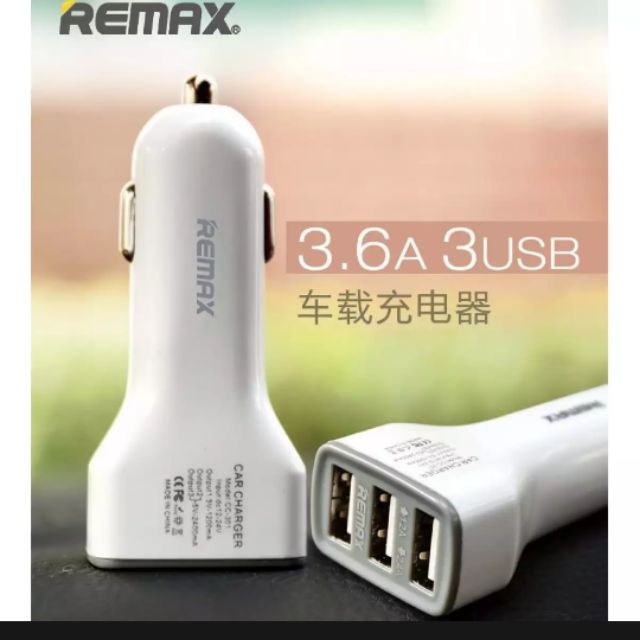 Củ sạc oto Remax 3 cổng Usb CC301