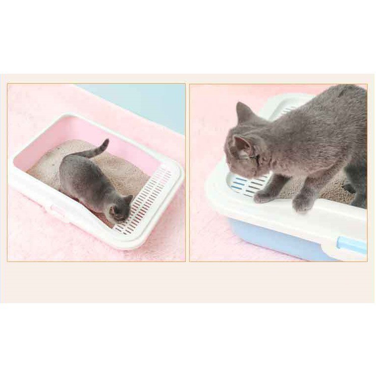 CTVD - Khay vệ sinh mèo siêu to siêu khổng lồ chữ nhật lớn (cho mèo dưới 8kg) kèm xẻng xúc cát vệ sinh mèo