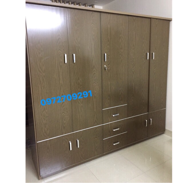Tủ nhựa đài loan 5 cánh vân gỗ New