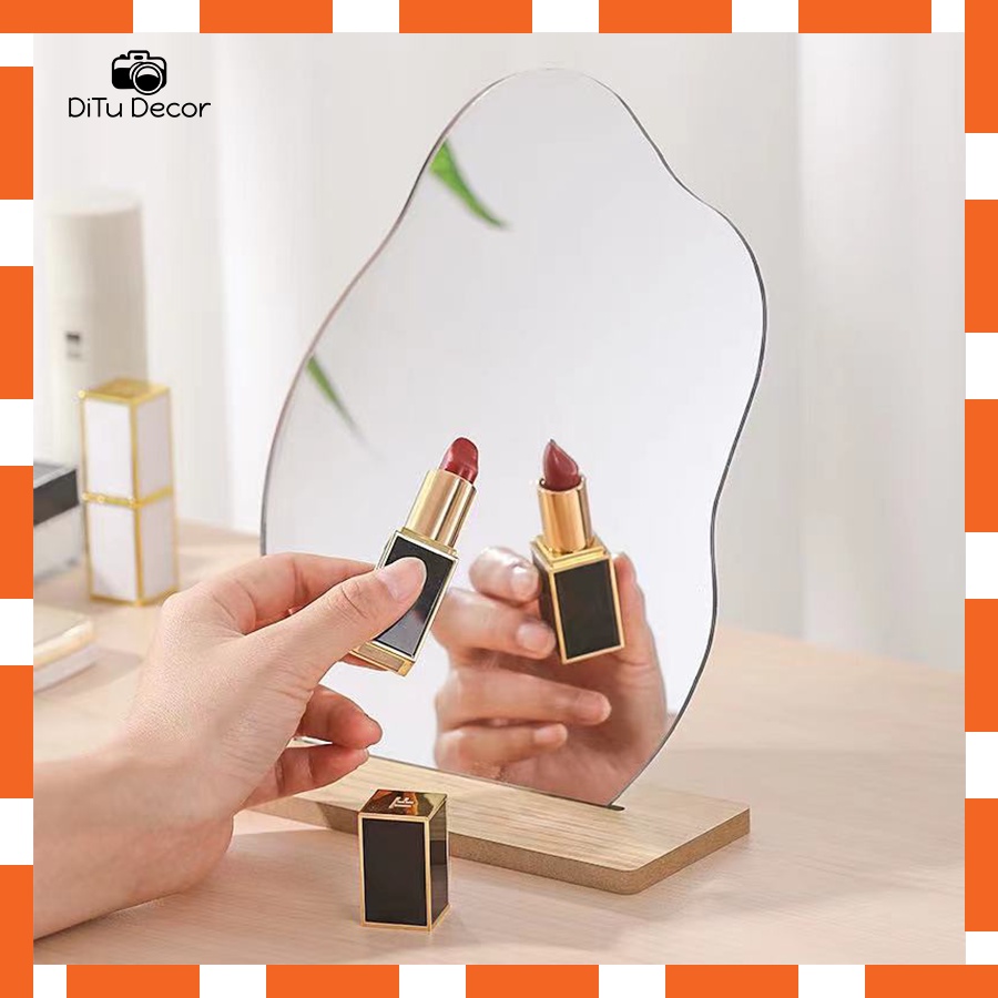 Gương kèm đế gỗ decor chụp ảnh, gương siêu xinh - Ditu Decor