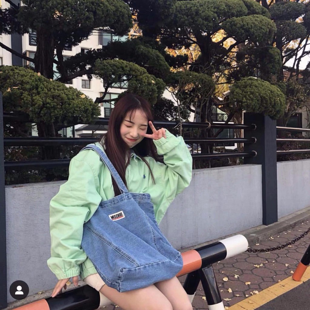 Túi vải 💖FREESHIP💖Túi tote đeo vai vải jean demin cỡ lớn Mischief ulzzang Hàn Quốc