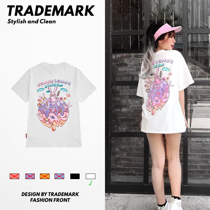 Áo Thun Unisex Tay Lỡ CandyLand CityZen, Áo phông đen trắng nam nữ form rộng