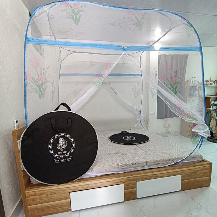 Màn chụp tự bung, mùng chụp tự bung vuông đỉnh cao cấp chính hãng gấp gọn chống muỗi tiện dụng