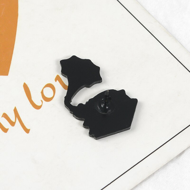 Ghim cài áo QIHE JEWELRY hình mèo và mặt trăng màu đen thời trang cho nam nữ