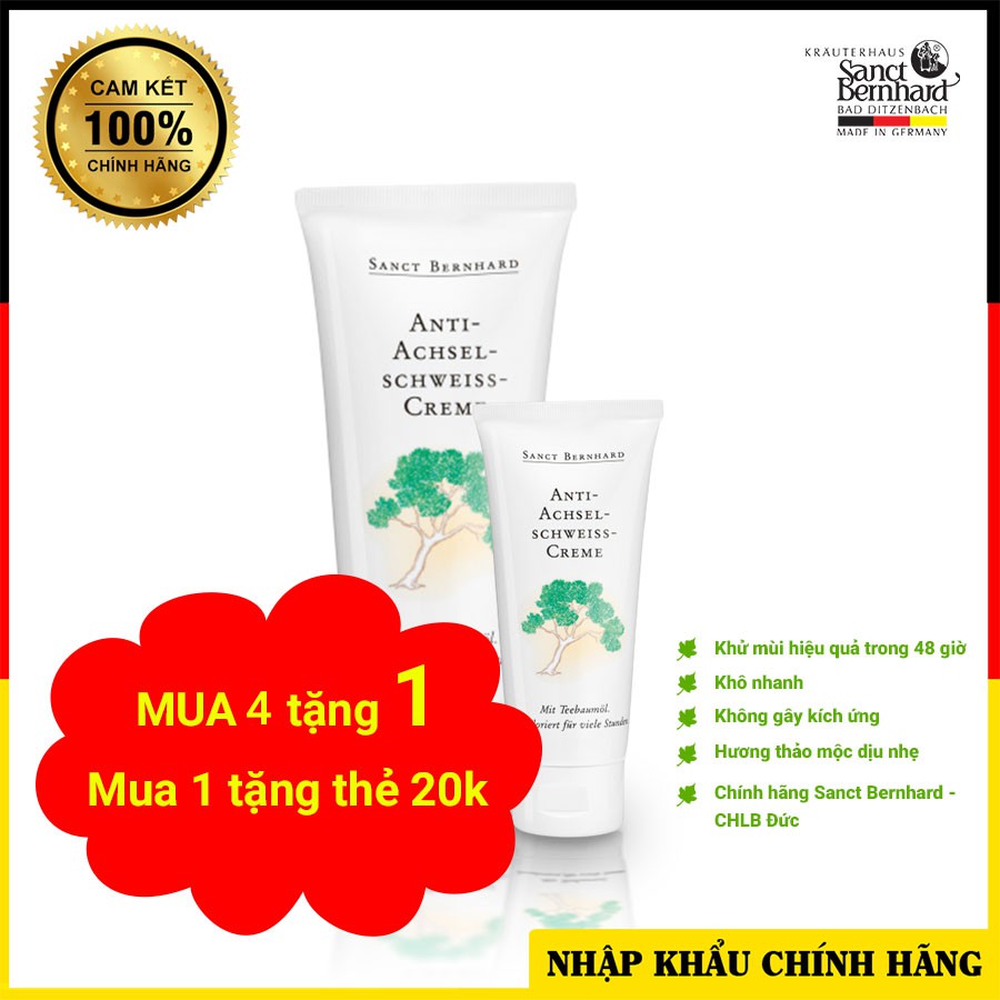 Kem khử mùi hôi nách dầu tràm trà Anti Perspiration Chính hãng Sanct Bernhard - CHLB Đức (25ml)