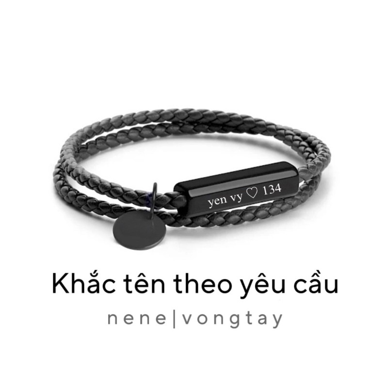 vòng đôi thanh đen 2 DÂY khắc tên theo yêu cầu của nene