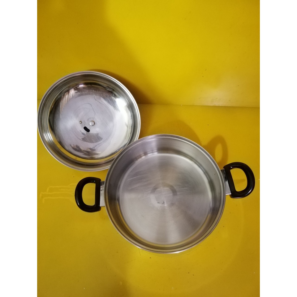 Nồi lẩu (chảo) inox nội địa Nhật, size 27cm, cao 9cm (mã 673KT), Không dùng từ