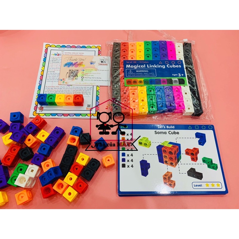BỘ HỌC TOÁN VÀ XẾP HÌNH SÁNG TẠO LINKING CUBE (loại túi có thẻ)