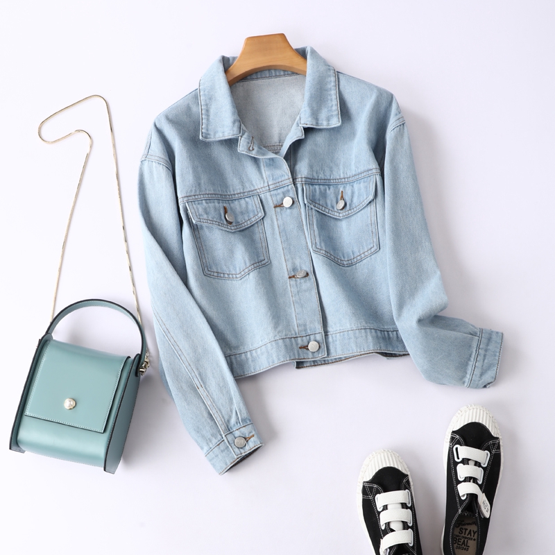 Áo Khoác Denim Màu Sắc Thời Trang Phong Cách Hàn Quốc Cho Nữ