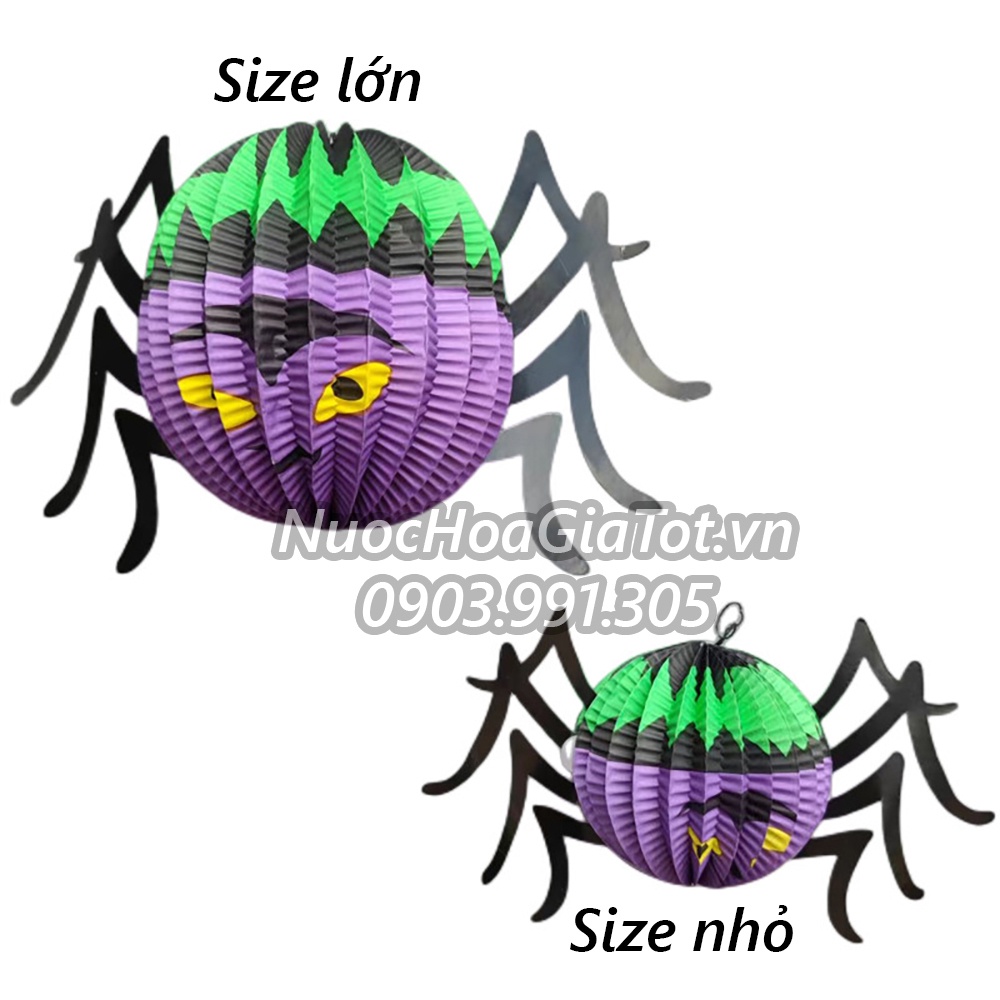 Set 3 món đèn lồng giấy xếp đây treo trang trí halloween hình dơi, nhện, ma treo
