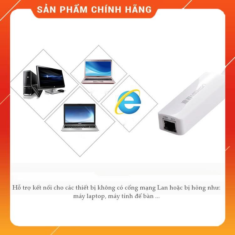 (Có sẵn) Card mạng USB 2.0 sang LAN 10/100 Lan card dây dẹt UGREEN 20268