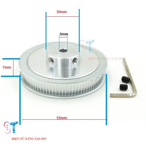 PULLEY BÁNH RĂNG NHÔM 80 RĂNG-2GT - 5MM, 8MM, 10MM, 12MM, 14MM