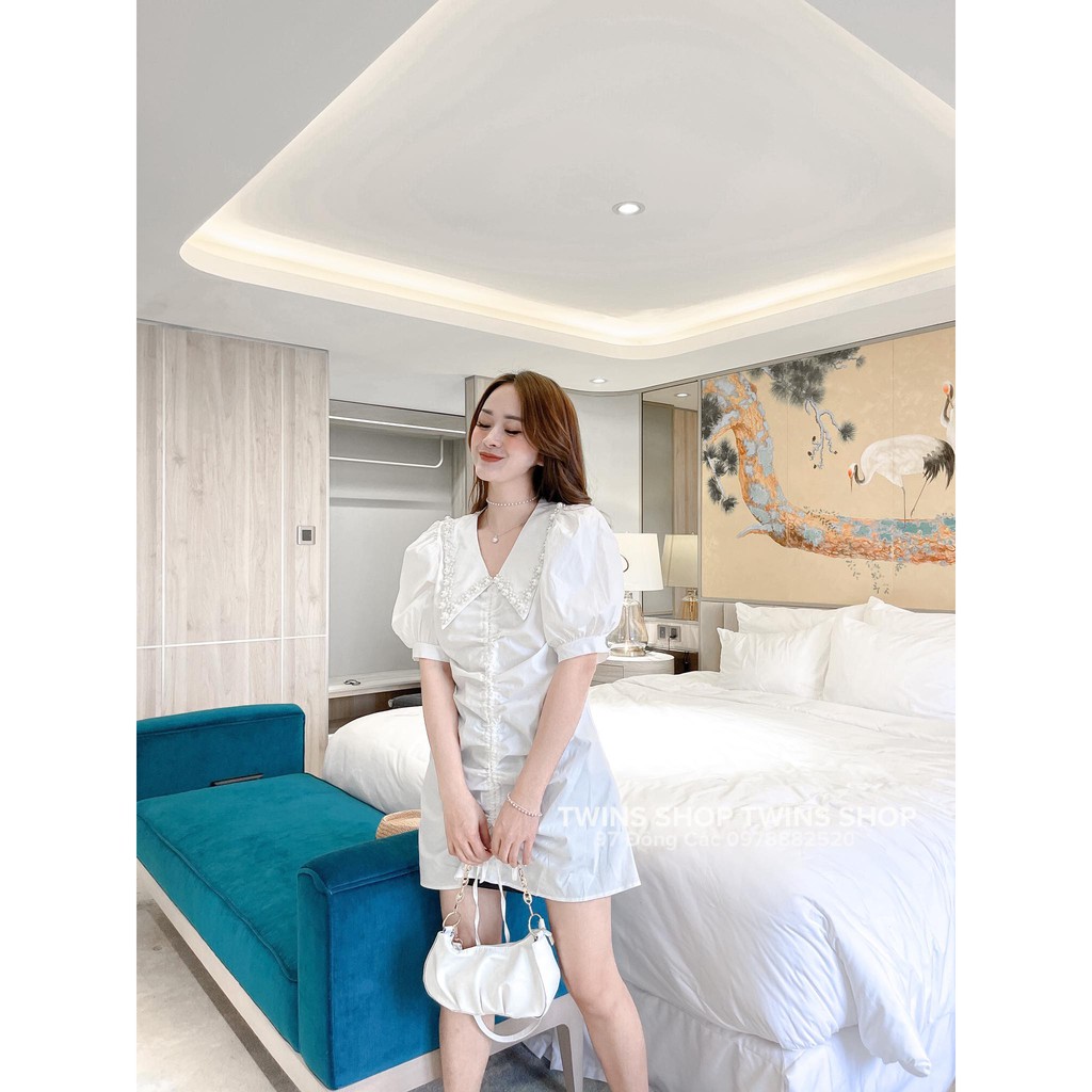 váy dây rút cổ đính trai 2803