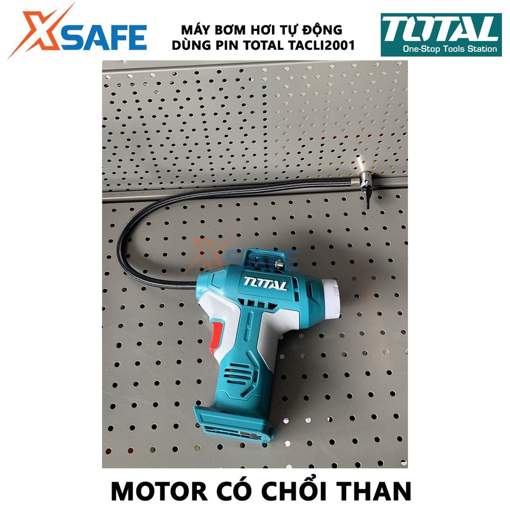 Máy bơm hơi cầm tay tự động pin Lithium 20V TOTAL TACLI2001 Máy bơm áp suất tối đa 160PSI, không kèm theo pin và sạc