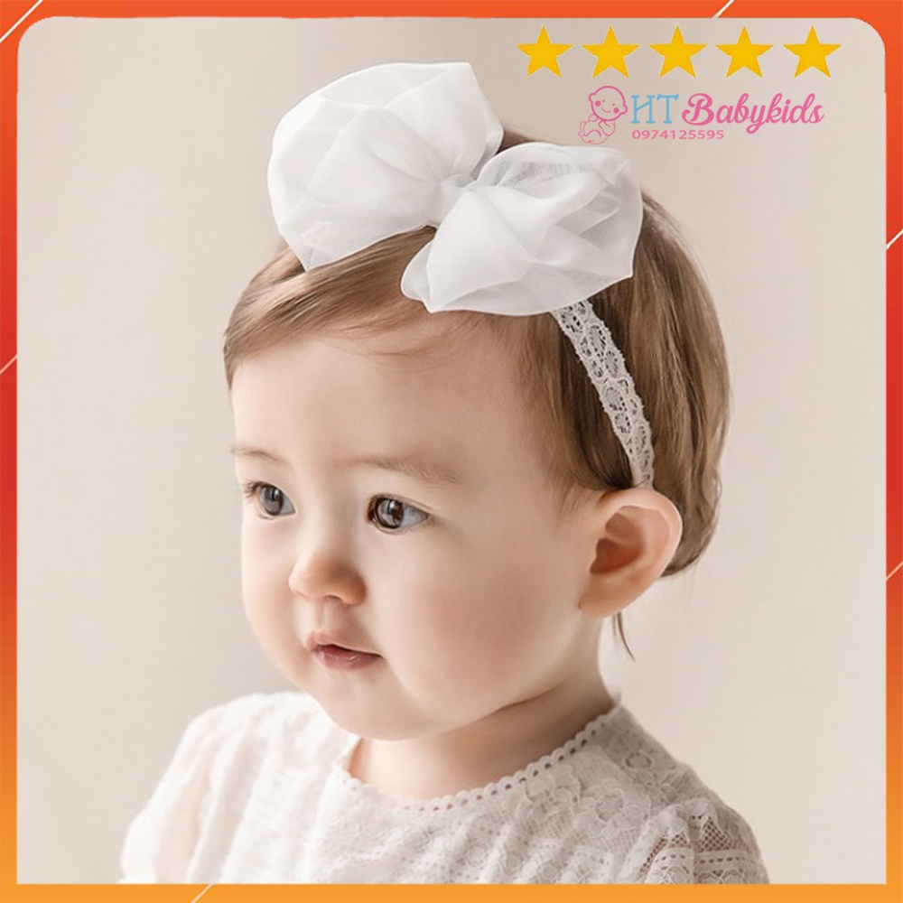 Băng Đô Turban Vải Đính Nơ Ren Cho Bé