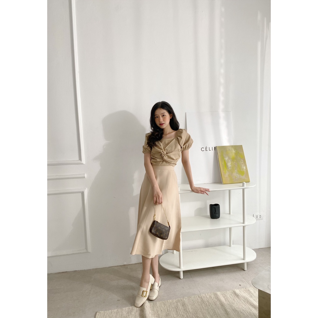 YU CHERRY | Áo kiểu nữ xoắn trước ngực, tay lỡ, Anita Top YA419