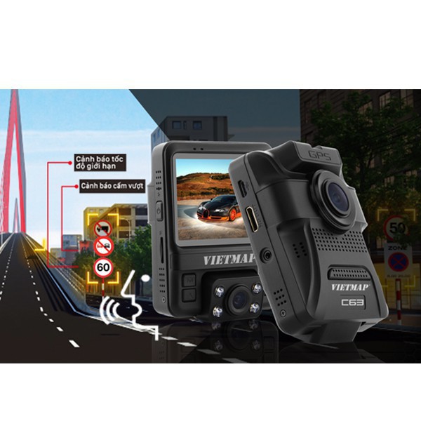 Camera hành trình Vietmap C63 Ghi hình trước trong xe FullHD 1080P Hồng ngoại cảnh báo - Bảo hành 12 tháng