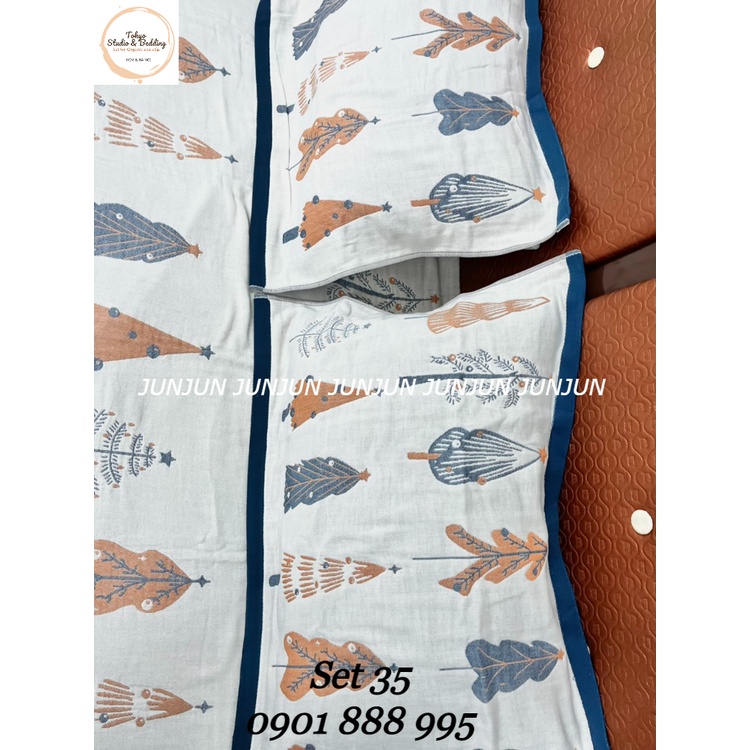 N17_SET Chăn Ga Gối vải Xô Organic cotton dòng Basic