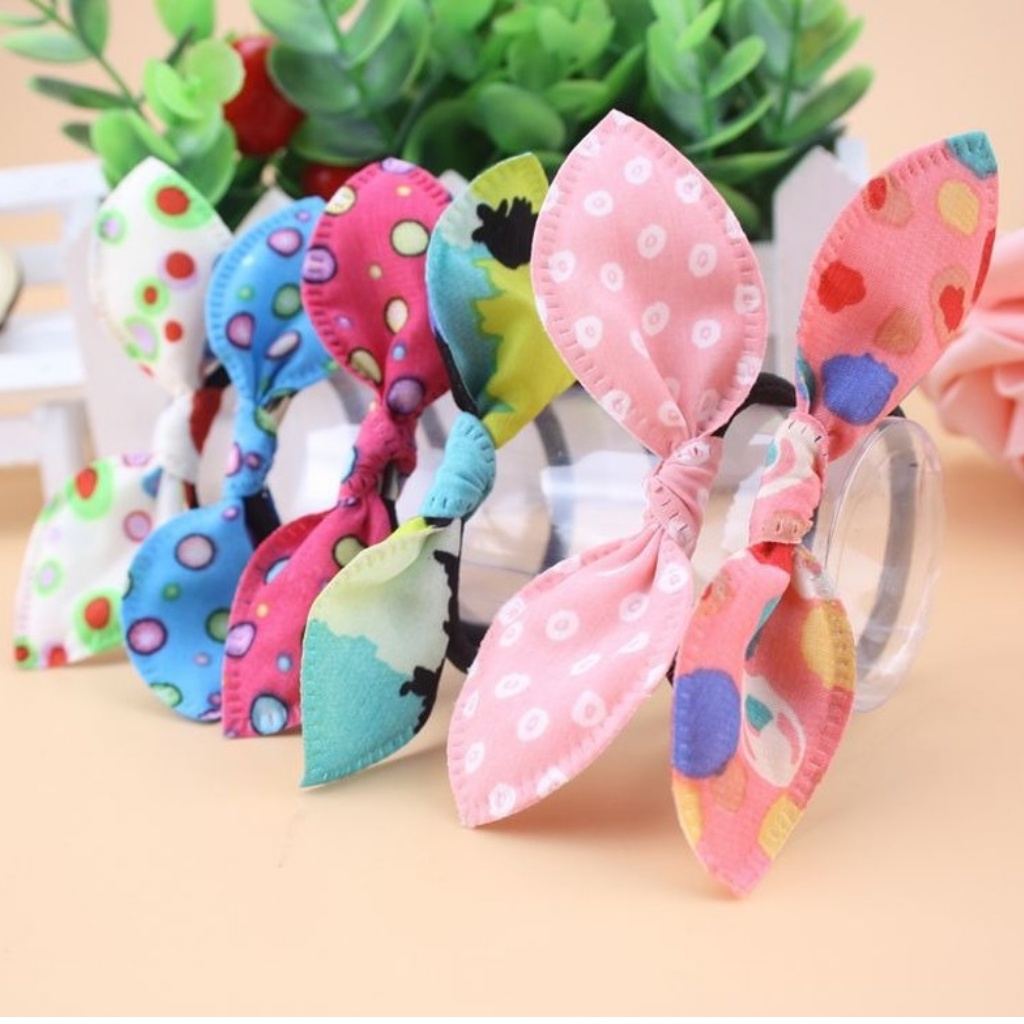 Dây buộc tóc tai thỏ co giãn đáng yêu cho bé gái màu sắc ngẫu nhiên Happy Home